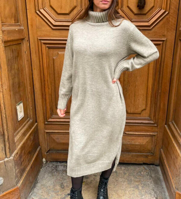 Robe pull taupe taille unique