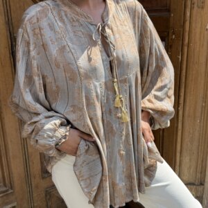 Blouse imprimée fils or