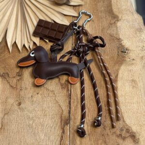 Porte clef teckel chocolat