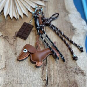 Porte clef teckel marron