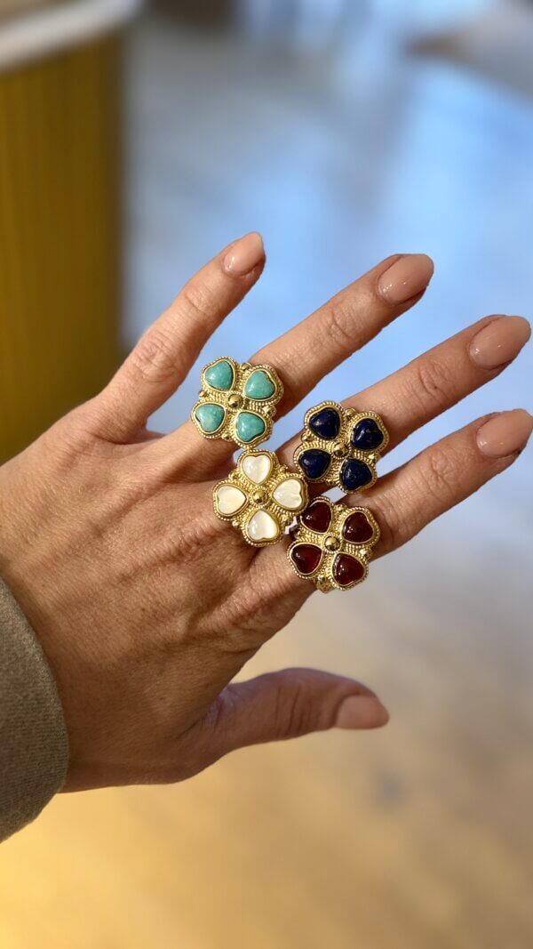 Bague grand TREFLE nacre