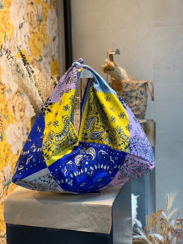 Sac BANDANA multicolores bleu jaune rose mauve